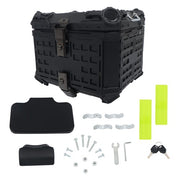 DURAFORCE With Black Armor Clock Model Aluminum Motorcycle Top Case Hard 45L Black Trunk