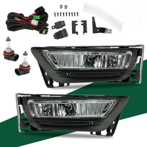DURAFORCE Fog Lights For Honda Accord Sedan 2013-2015 4Dr Clear Bumper Lamp+Bulbs w/Switch