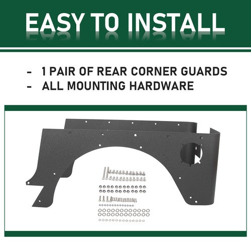 DURAFORCE Rear Corner Rocker Guard Body Armor Powder Coated For 1997-2006 Jeep Wrangler TJ