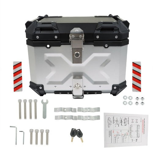 DURAFORCE Motorcycle Aluminum Trunk Rear Top Case Luggage Tour Tail Tool Box Lock 45L NEW