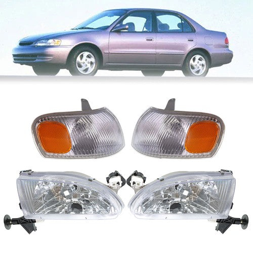 DURAFORCE For Toyota Corolla 1998-2000 Corner Parking Signal Lights Headlights Combo Set