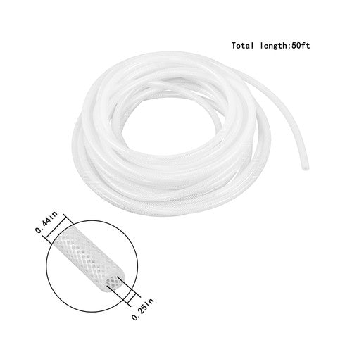 DURAFORCE Plastic Vinyl Tubing 50 ft High Pressure Clear Braided Hose 1/4" ID × 7/16" OD
