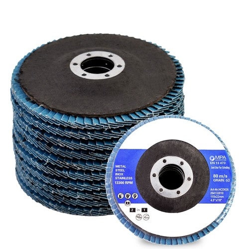 DURAFORCE 100Pack 4-1/2"×7/8'' 60 Grit T29 Premium Zirconia Flap Disc Sanding Grinding