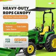 DURAFORCE Tractor Canopy Sun Shade Roof Top for Lawn Mower W/2"x2"/2"x3" ROPS UV Protect