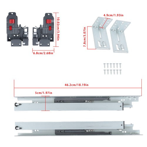 DURAFORCE 1 Pairs Undermount Drawer Slides 18 inch Undermount Soft Close Drawer Slides