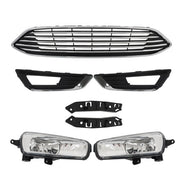DURAFORCE Chrome Black Complete Front Bumper Cover+Grill Set For Ford Focus 2015-2018
