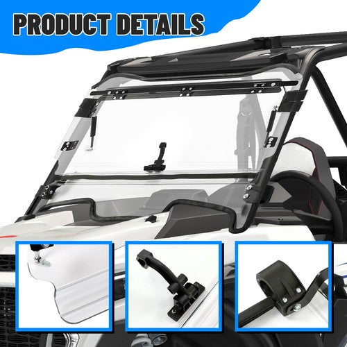 Scratch Resistant Flip Windshield for Polaris RZR XP Turbo S 2019 XP 4 Turbo S
