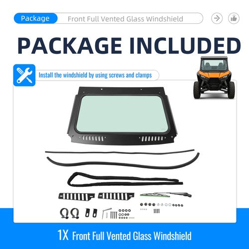 Front Windshield Glass Window with Vent Wipers for Kawasaki Teryx KRX 1000 2020 2026