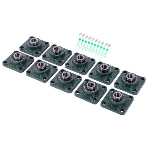 DURAFORCE 10 Pcs UCP204-12 Pillow Block Flange Bearing 3/4" Bore 4 Bolt Solid Base