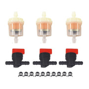 DURAFORCE Bladsharr In Line Fuel Gas Filter Shut Cut Off Valve Clamp 3Kit 1/4"