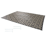 DURAFORCE 10x14 ft Waterproof Outdoor Rug Outdoor Plastic Straw Rug Carpet Black & Beige