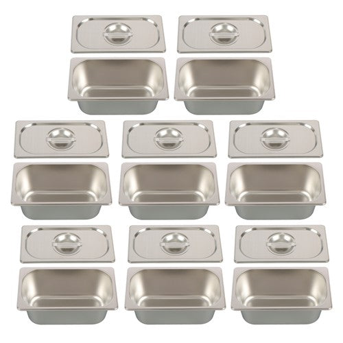 DURAFORCE 1/3 Size 6 Inch Deep Thickened Restaurant Steam Table Pans 8 Pieces