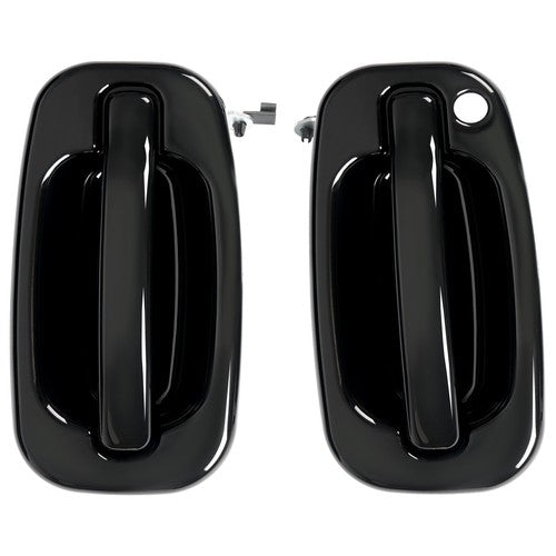 2Pc Front Outer Door Handle Set for Chevy Silverado 1500 1999-2007 Glossy Black