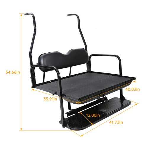 DURAFORCE Flip Folding Rear Seat Kit Back Seat For 2000.5-Up Club Car DS Golf Cart 400 lbs