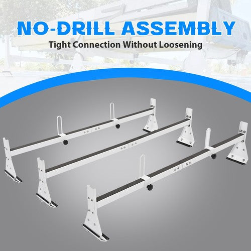 Cargo Van Roof Ladder Rack For Chevy Express 2500 3500 96 Up Steel White 3 Bar