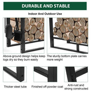 DURAFORCE Indoor/Outdoor Firewood Log Rack - Steel Fireplace Storage Holder Fire Durable
