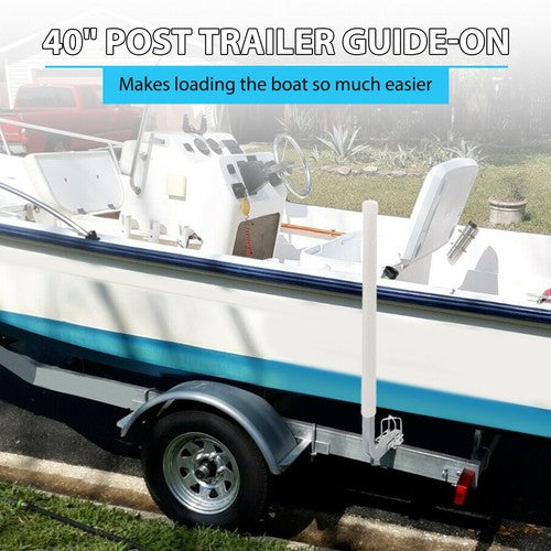 DURAFORCE 1 Pair 40" Zinc-Plated Boat Trailer Guide On Post PVC Poles For Sailboat White