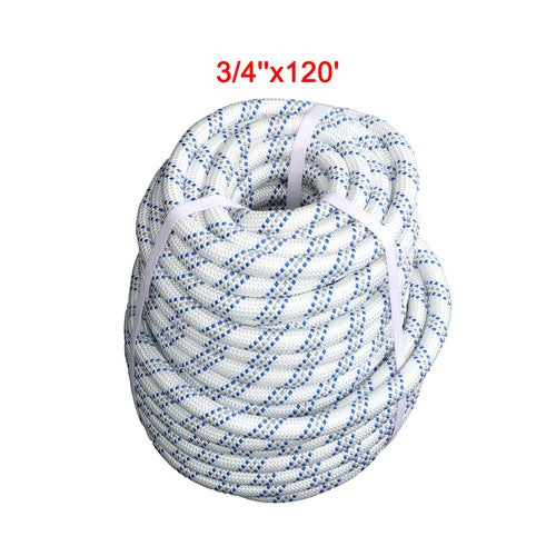 DURAFORCE 3/4" x 120' Double Braided Polyester Rope 3200 Lbs Breaking Strength For Swing