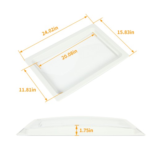 DURAFORCE 22"x14" Inner Dome with Clear Window White Plastic For RV Skylight Opening