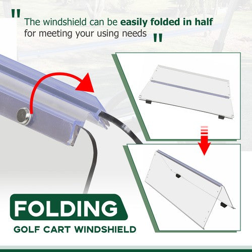 DURAFORCE Clear Folding Windshield Golf Cart Windscreen For Club Car Precedent 2004-UP