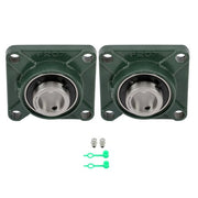 DURAFORCE 2 × UCF207-20 1-1/4" Bore Pillow Block Flange Bearing 4 Bolt Solid Base