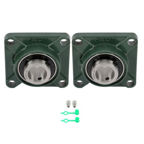 DURAFORCE 2 × UCF207-20 1-1/4" Bore Pillow Block Flange Bearing 4 Bolt Solid Base
