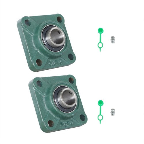 DURAFORCE 2 PCS Solid Base Pillow Block Flange Mounted Bearing 1" Bore 4 Bolt UCF205-16 US