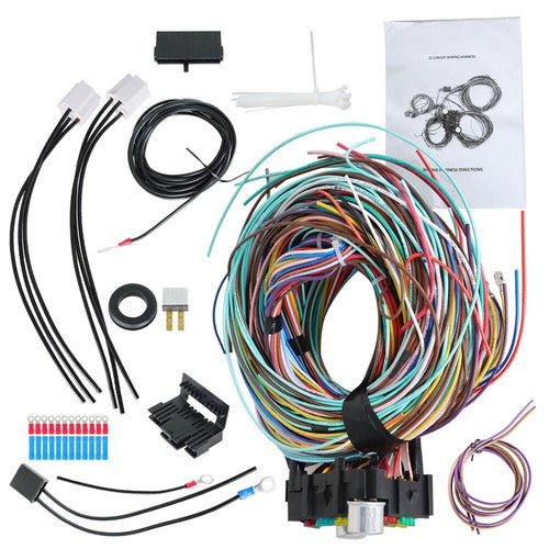 DURAFORCE Universal X-long Wires 12V For Chevy Ford Hotrods 21 Circuit Wiring Harness