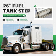 DURAFORCE 26" Fuel Tank Step For Peterbilt 389 All Models Silvery Non-Slip Fuel Tank Stair