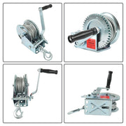 DURAFORCE 1600lbs Hand Winch Hand Crank Trailer Winch W/10m (32ft) Cable Manual Winch