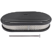DURAFORCE 15" Oval Full Finned Black Aluminum Air Cleaner Filter For SBC BBC Chevy 350 305
