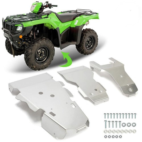 3Pc Skid Plate Aluminum For Honda Rubicon Irs 500 2015-2019 And 520 2021