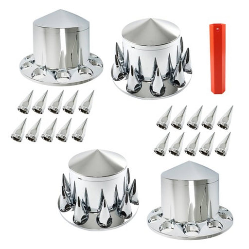 DURAFORCE 33mm Spiked Axle Cover Set Rear Axle Complete Wheel Cover Fits For Semi Truck