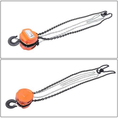 DURAFORCE Hand Chain Hoist Steel 3Ton/6600 Lbs10ft/3m 360° swivel hook 1m lifting strap
