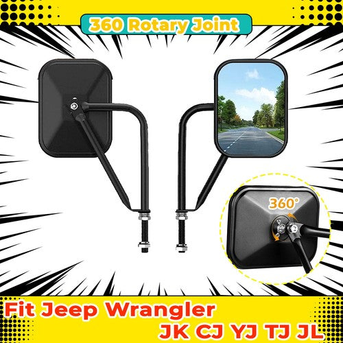 DURAFORCE Door Off Quick Release Side Hinge View Mirrors for Jeep Wrangler JK CJ YJ TJ JL