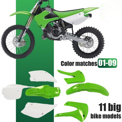 DURAFORCE Restyled Plastic Kit Fairing Bodywork Fender Set For Kawasaki KX85/KX100 01-13