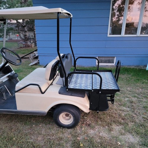 DURAFORCE For 1982-2000 Club Car DS Golf Cart Flip Folding Rear Back Seat Kit w/ Grab Bar