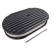 DURAFORCE 15" Oval Full Finned Black Aluminum Air Cleaner Filter For SBC BBC Chevy 350 305