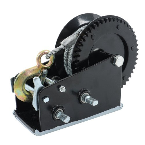 DURAFORCE Winch Steel+Polyester Black 3500lbs 33ft 4:1/8:1 26mm Hook Bidirectional Ratchet