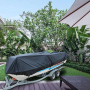 DURAFORCE Fit V-Hull,Tri-Hull, Runabout Boat PU 600D Boat Cover 17-19' 96" 600*285cm Black