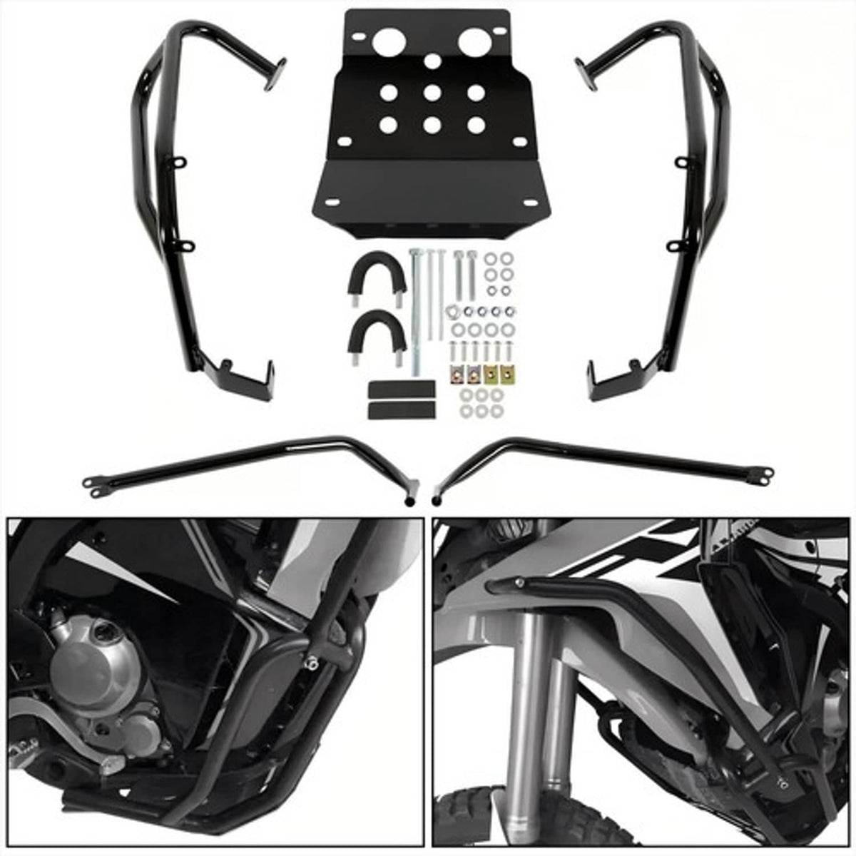 Engine Guard Crash Bar & Upper Lower Skid Plate For Honda CRF250F CRF2 ...