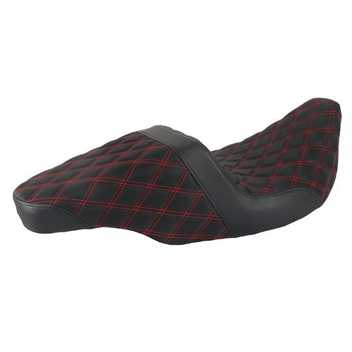 DURAFORCE Red Lattice Stitch Carbon Fiber Gripper Step 2 Up Seat For Touring 2008-2020