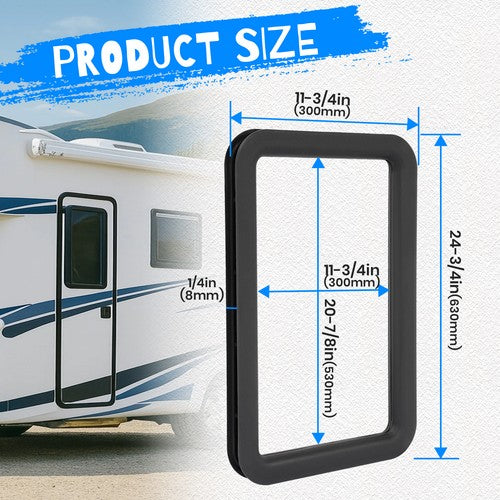 15.7 x 24.8 Black RV Entrance Door Window Frame for Camper Trailer