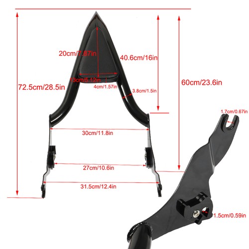 DURAFORCE 16" Backrest Sissy Bar For CVO Touring Road King Glide Street Glide Black 09-21