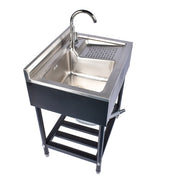 DURAFORCE 28.3in Stainless Steel Utility Sink, Free Standing Laundry Sink with Washboard