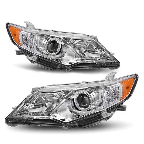 Right+Left Headlights For 2012-2014 Toyota Camry Halogen Type Chrome Projector