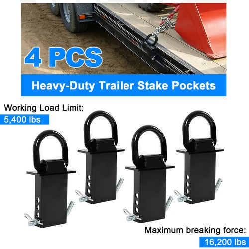 2x4 Heavy Duty Trailer Adjustable Stake Pocket D Ring for Zinc Coated 16200LBS