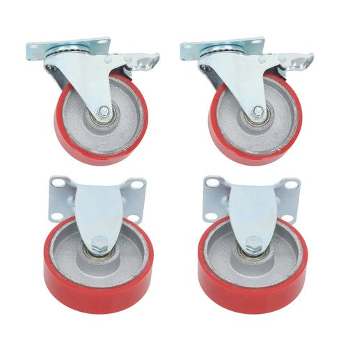 DURAFORCE 4 Inch - 4 Industrial Casters - two with brakes, two without