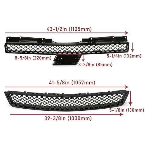 Mesh Front Bumper Grille Grill for 07-14 Chevy Tahoe Suburban Avalanche Black
