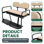 DURAFORCE Rear Flip Back Seat Kit For Pre-1994 EZGO Marathon Golf Cart Fold Down - Tan